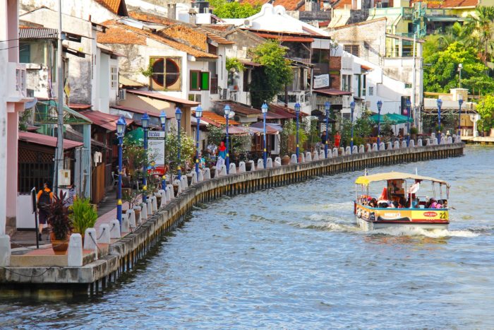 Shops by the river in Melaka
