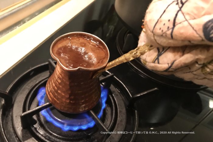 Boiling coffee in Ibrik