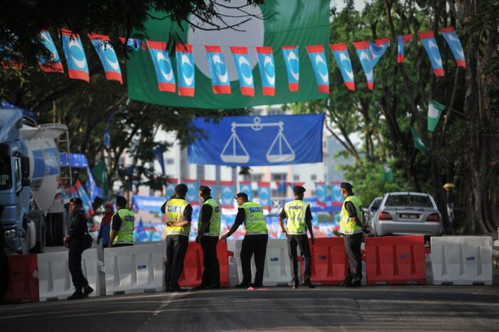 Political party flags at Malaysia general election